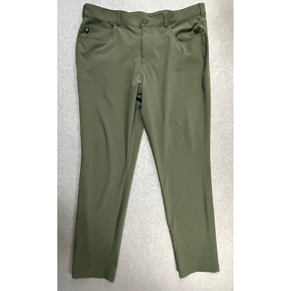 Mizzen+Main Helmsman Slim Performance Pants Olive Green 38x32 Mens Golf Chino